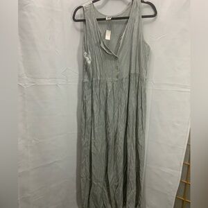 Vintage Gray and White Sleeveless Casual Dress
